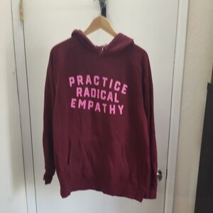 Burgundy Hoodie with Pink Text